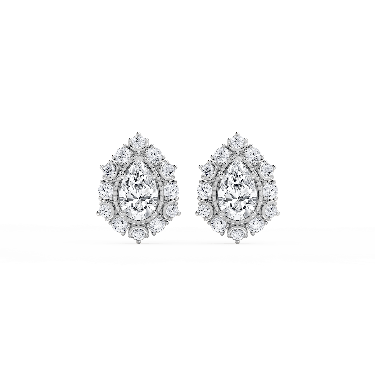 3 ctw Pear and Round Lab Grown Diamond Studs and Halo Jacket Set