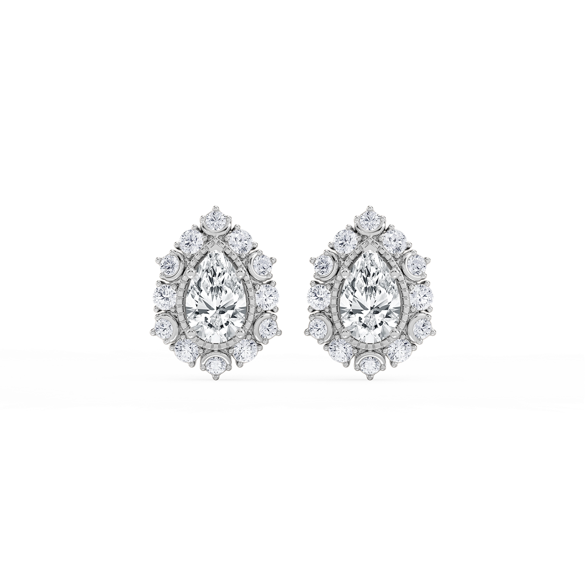 3 ctw Pear and Round Lab Grown Diamond Studs and Halo Jacket Set