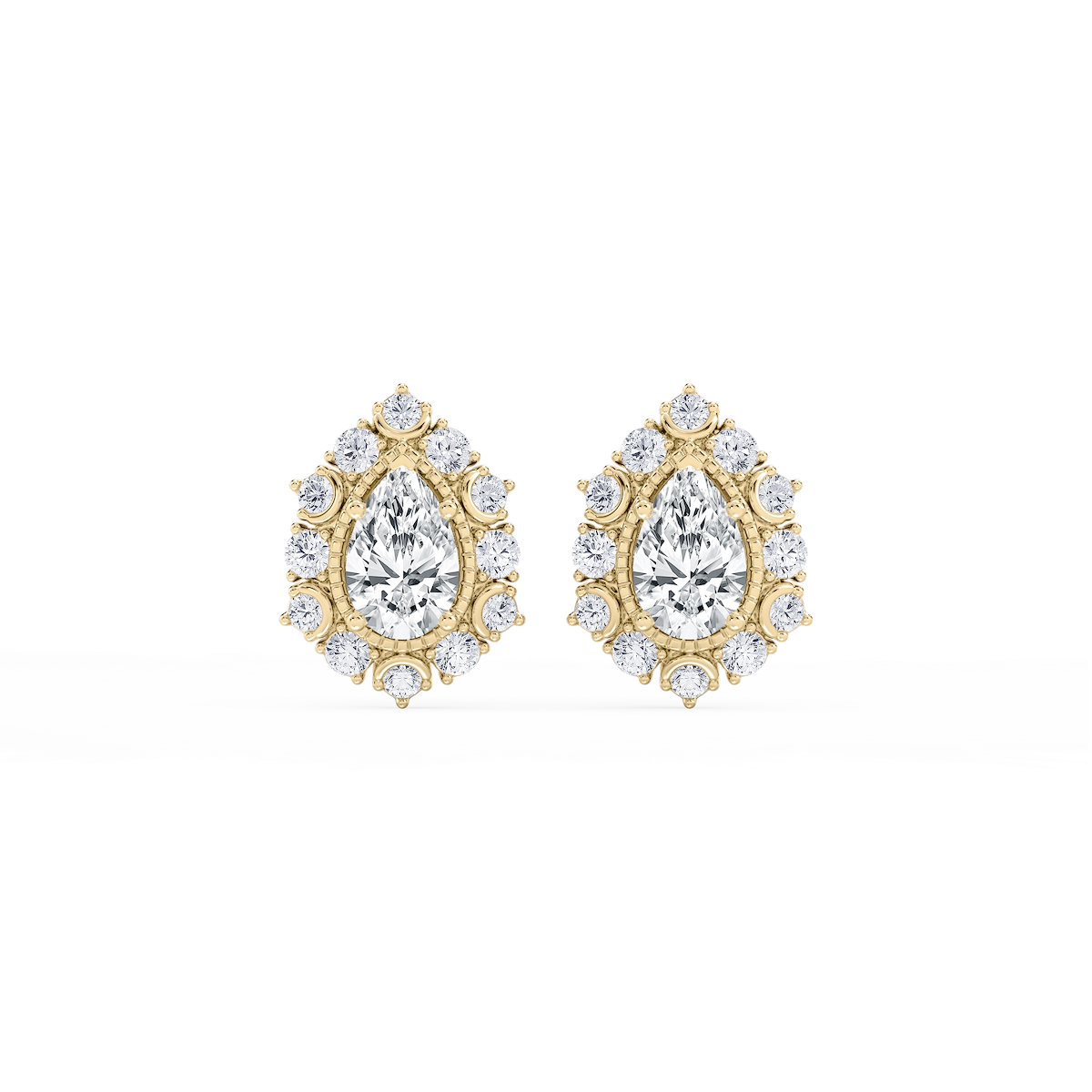 3 ctw Pear and Round Lab Grown Diamond Studs and Halo Jacket Set