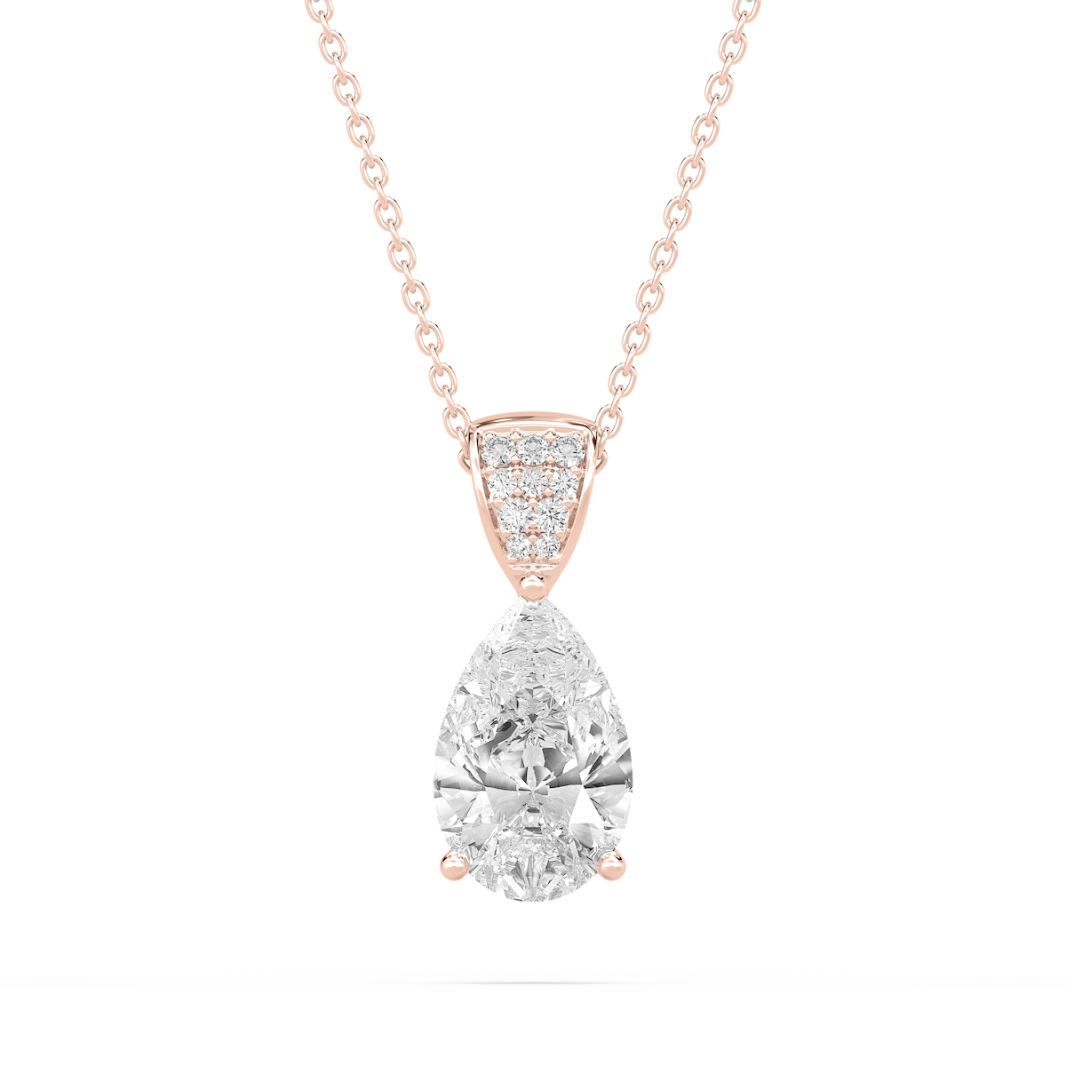 3 ¹⁄₁₀ ctw Pear Lab Grown Diamond Pave Drop Pendant – 16 to 18 inches