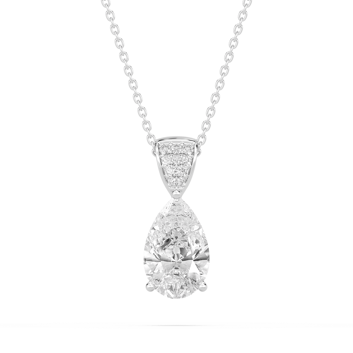 3 ¹⁄₁₀ ctw Pear Lab Grown Diamond Pave Drop Pendant – 16 to 18 inches