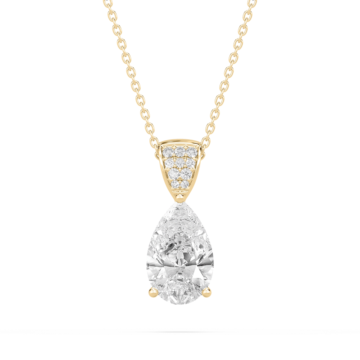 3 ¹⁄₁₀ ctw Pear Lab Grown Diamond Pave Drop Pendant – 16 to 18 inches
