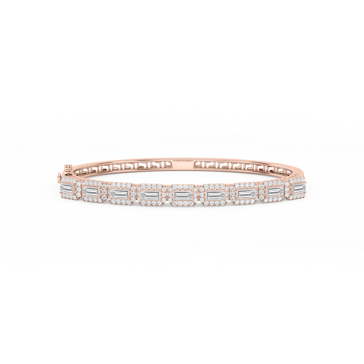 3 ½ ctw Round and Baguette Lab Grown Diamond Framed Bangle Bracelet  - 7.25 Inches