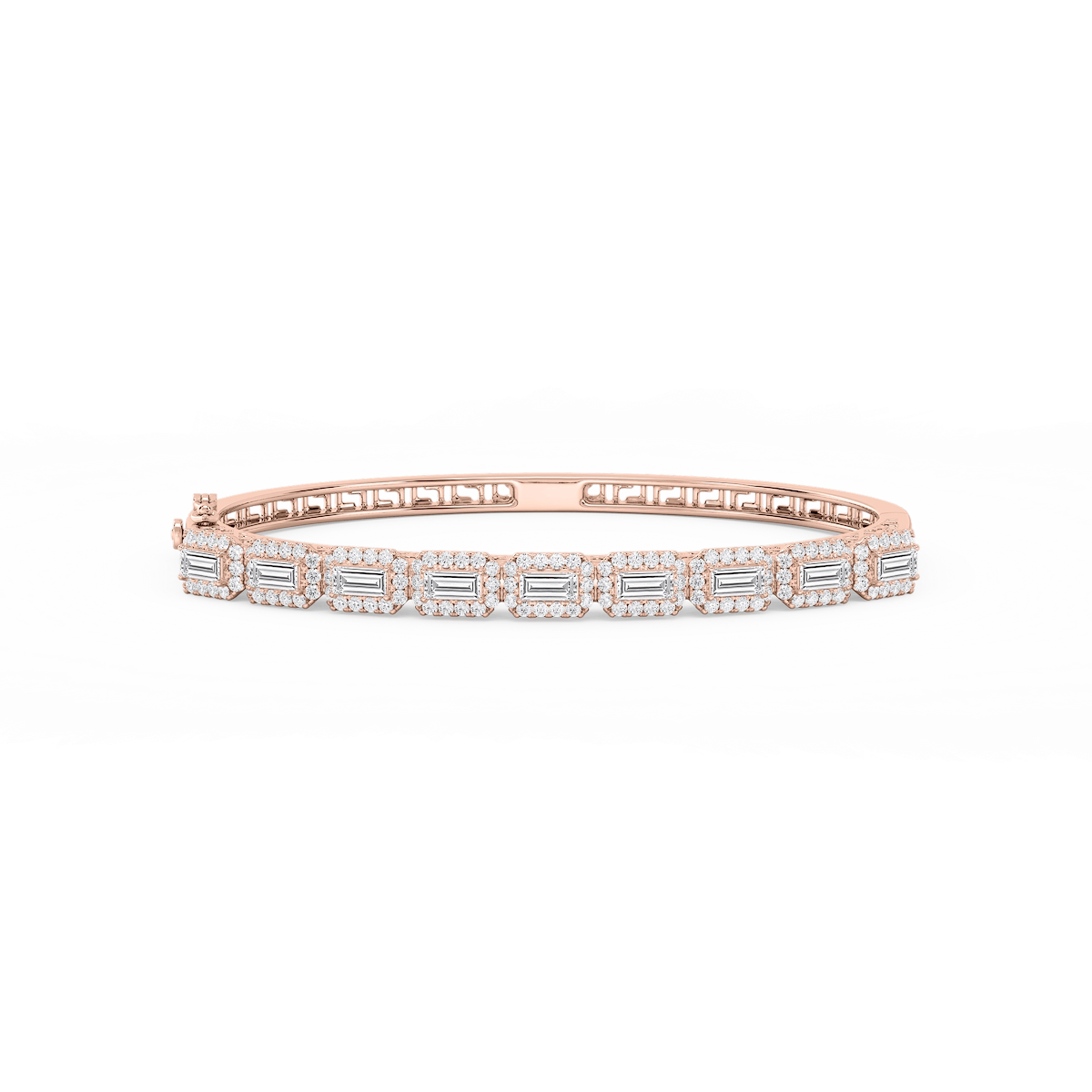 3 ½ ctw Round and Baguette Lab Grown Diamond Framed Bangle Bracelet  - 7.25 Inches