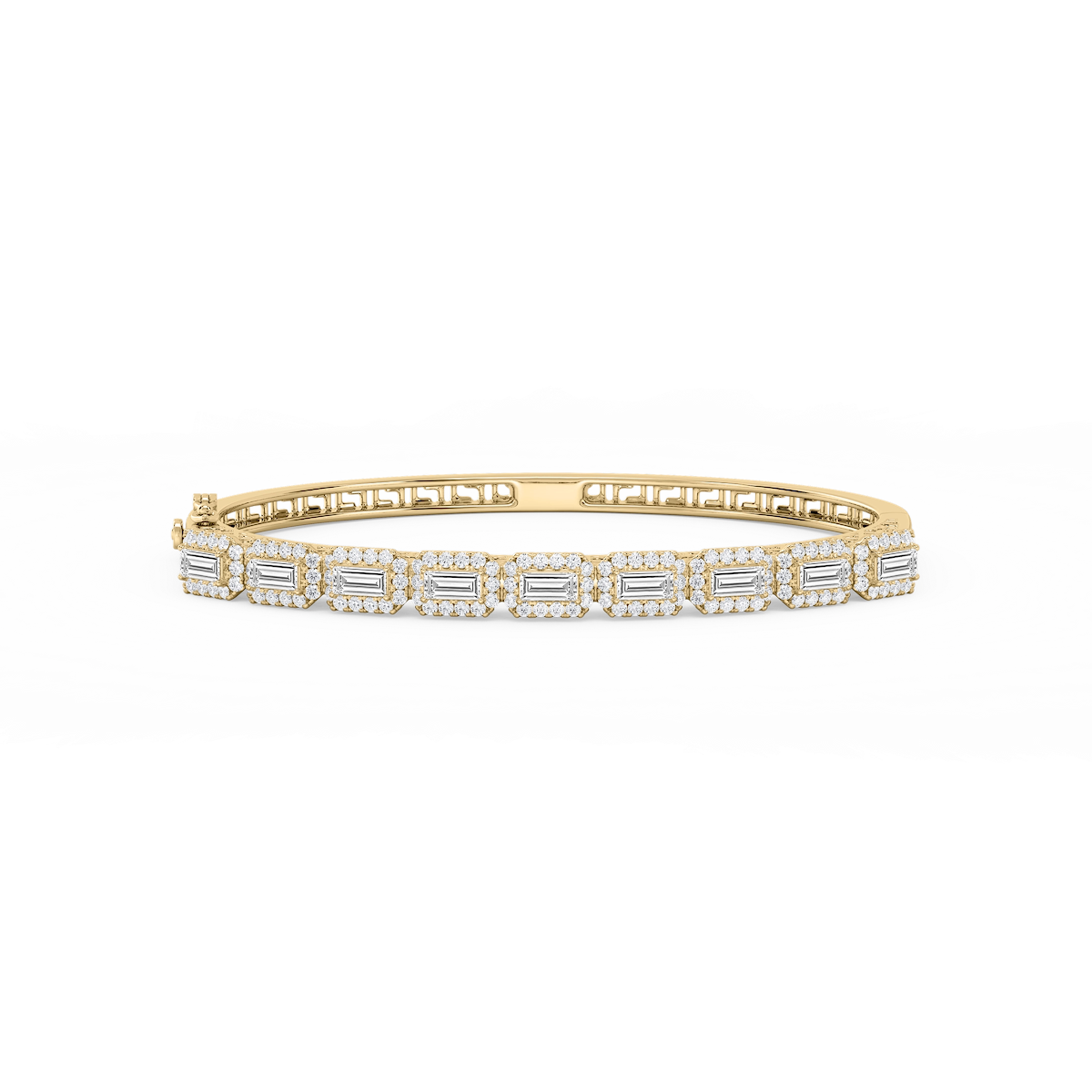 3 ½ ctw Round and Baguette Lab Grown Diamond Framed Bangle Bracelet  - 7.25 Inches