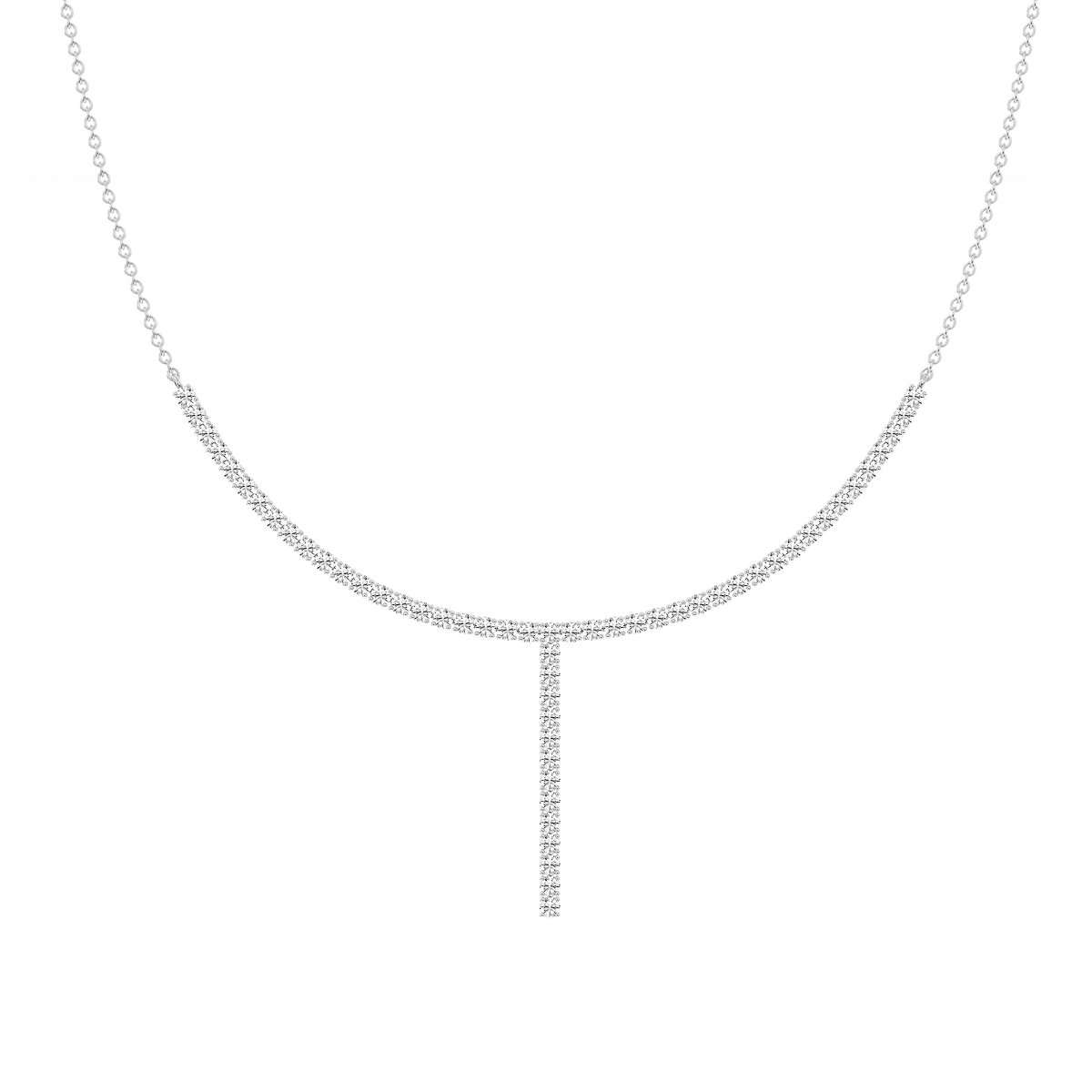 3 ctw Round Lab Grown Diamond Half Tennis Necklace - 18 Inches