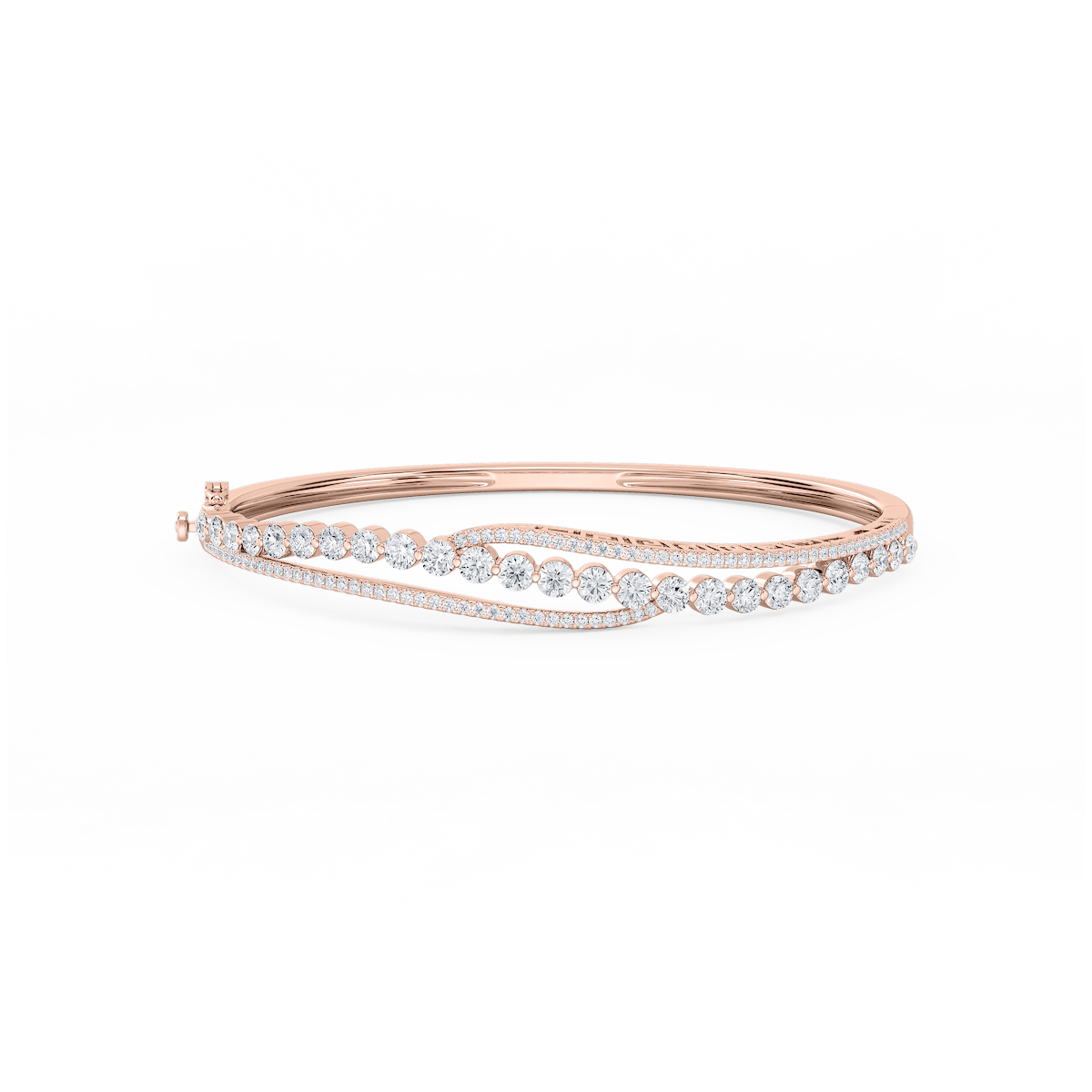 3 ctw Round Lab Grown Diamond Open Bypass Bangle Bracelet  - 7.25 Inches
