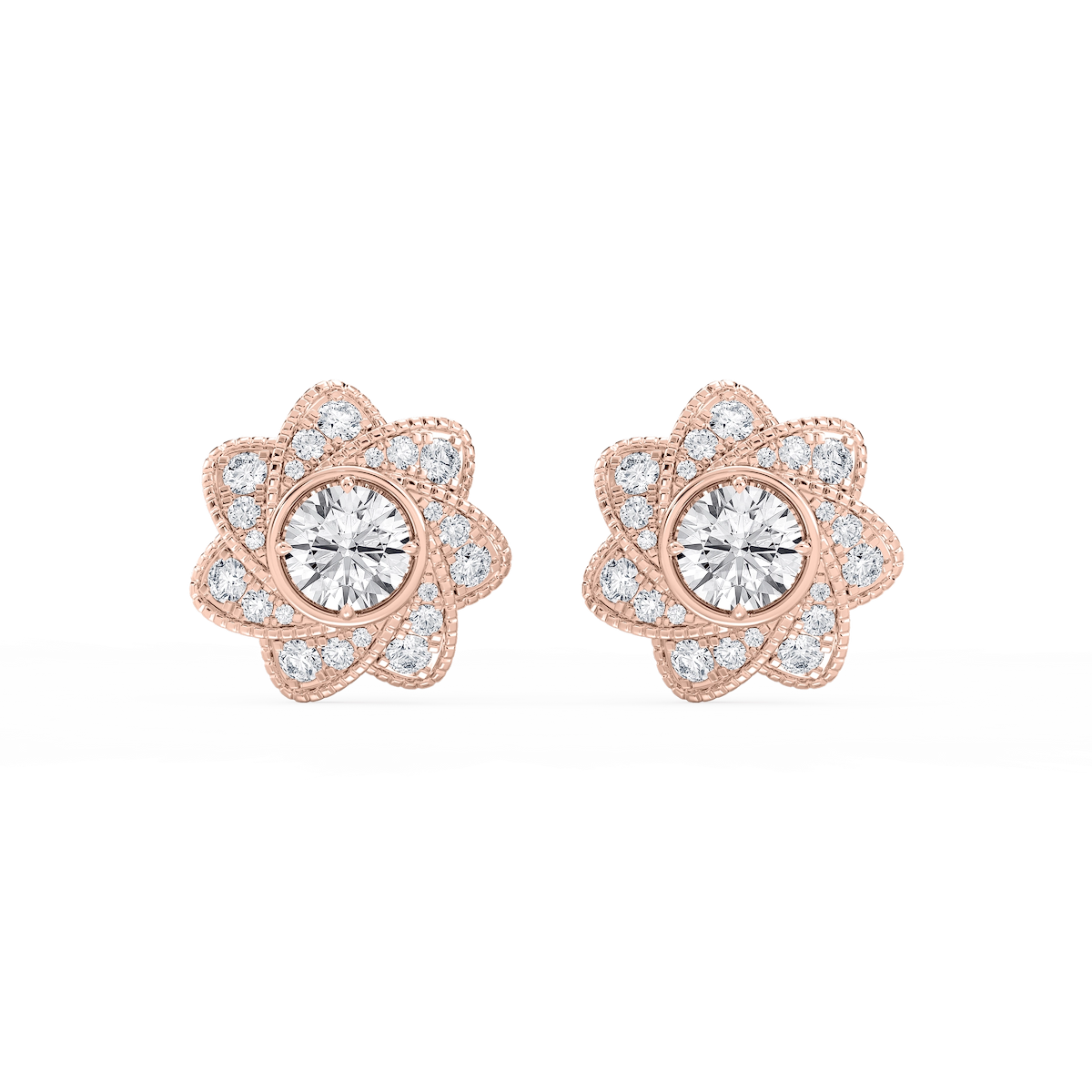 3 ctw Round Lab Grown Diamond Studs and Milgrain Swirl Halo Jacket Set