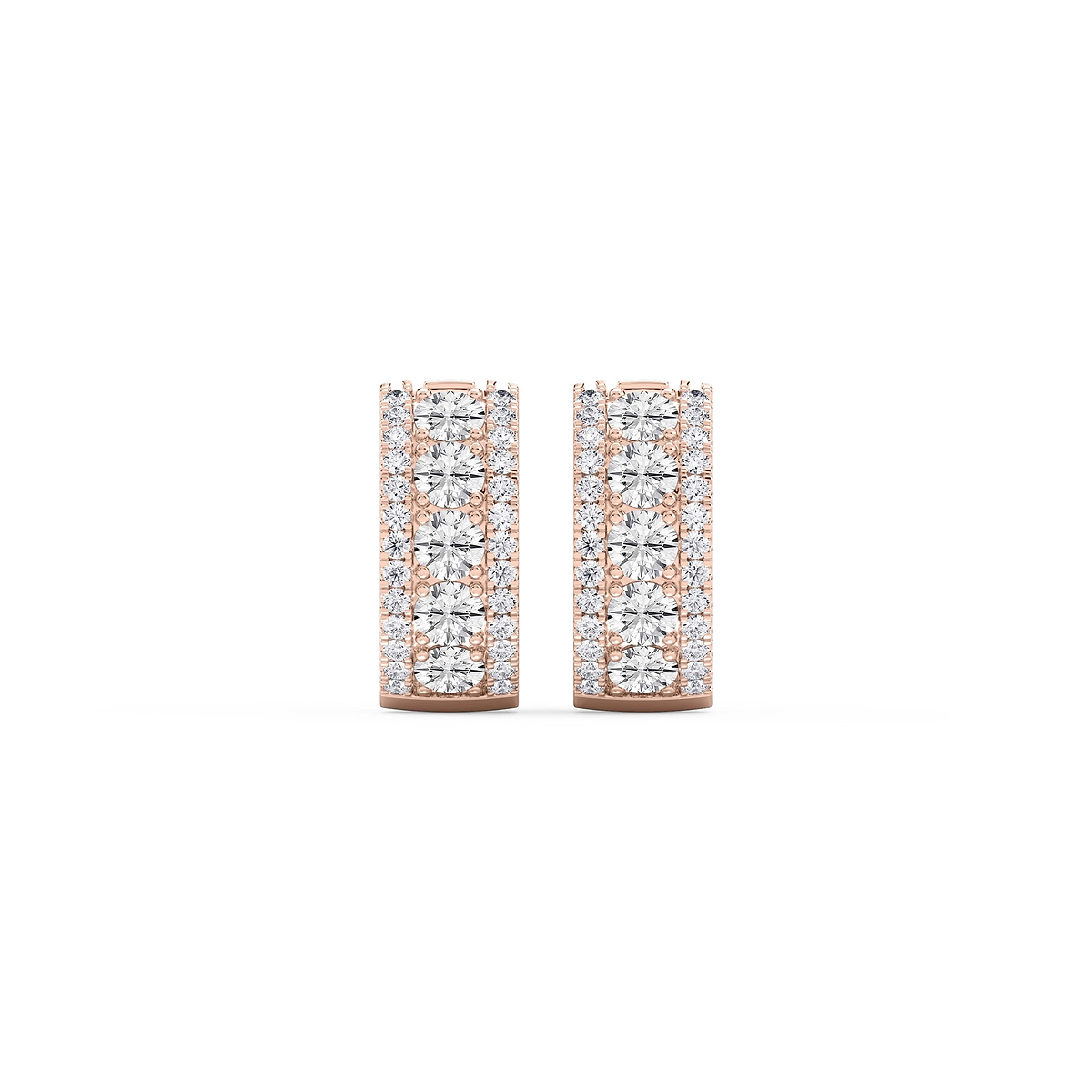 3 ctw Round Lab Grown Diamond Three Row Hoop Earrings
