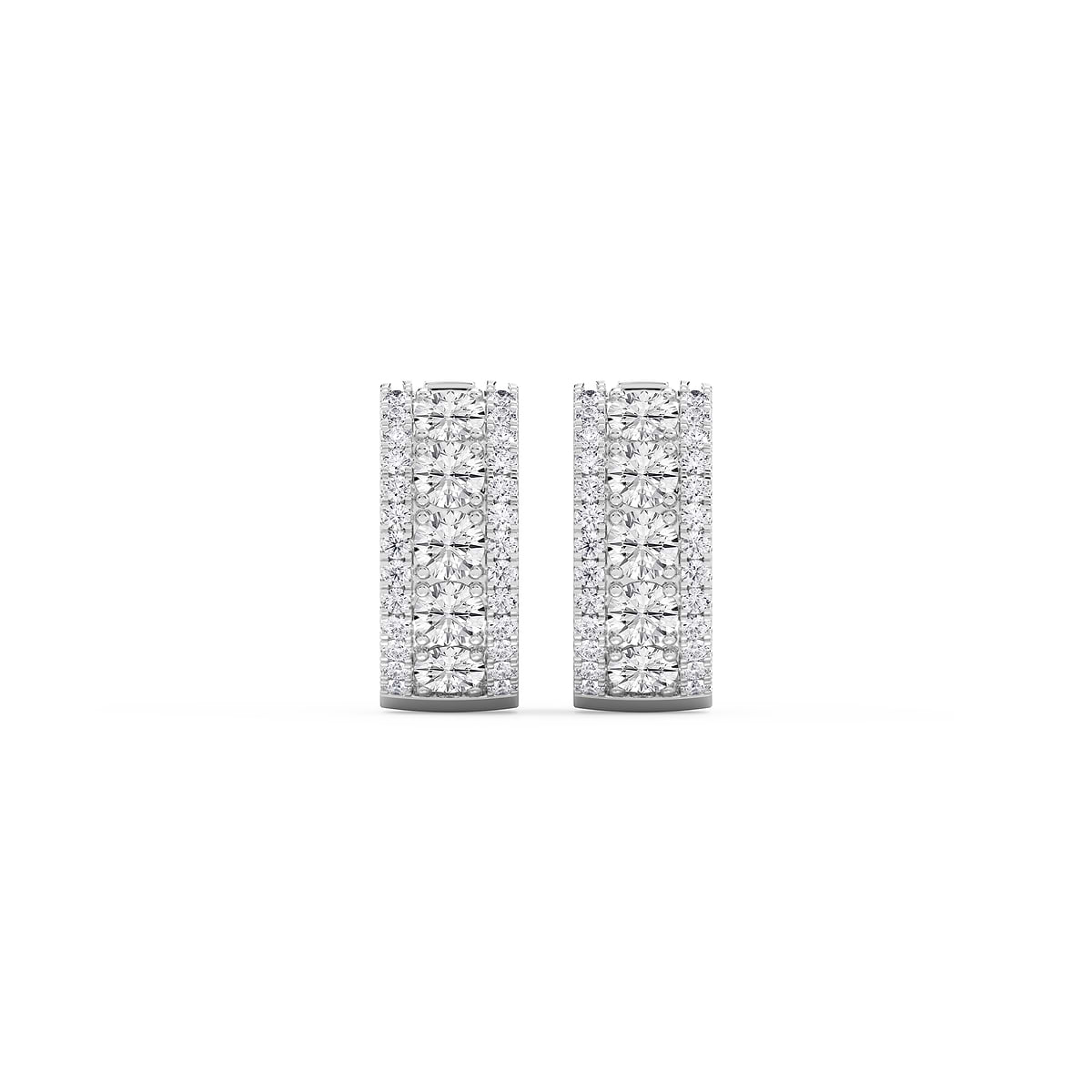 3 ctw Round Lab Grown Diamond Three Row Hoop Earrings