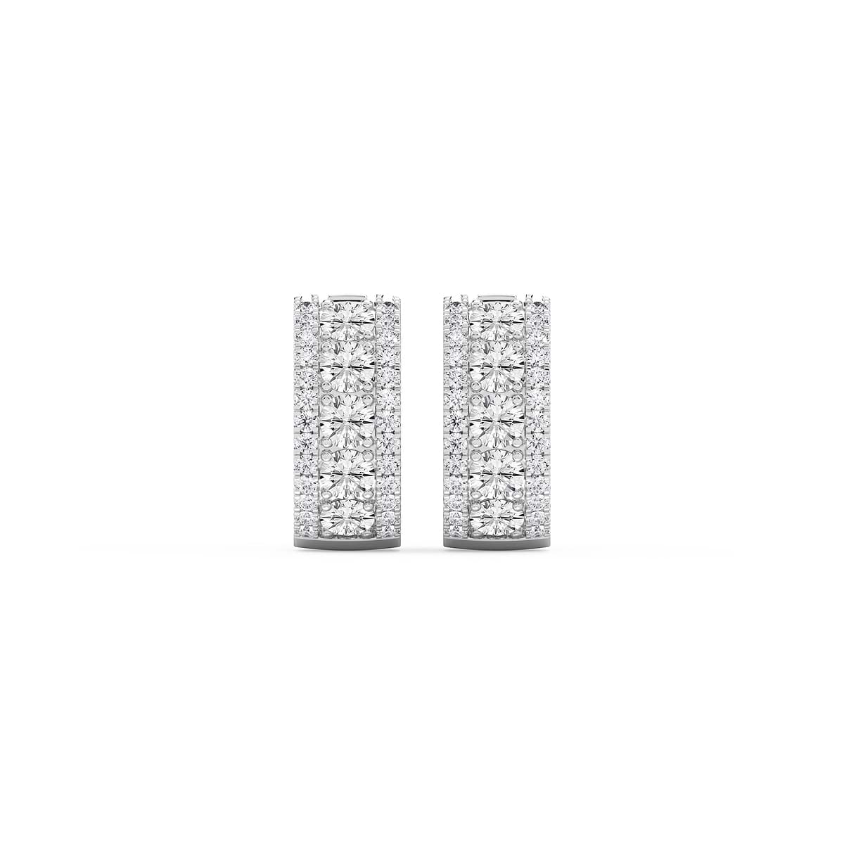 3 ctw Round Lab Grown Diamond Three Row Hoop Earrings