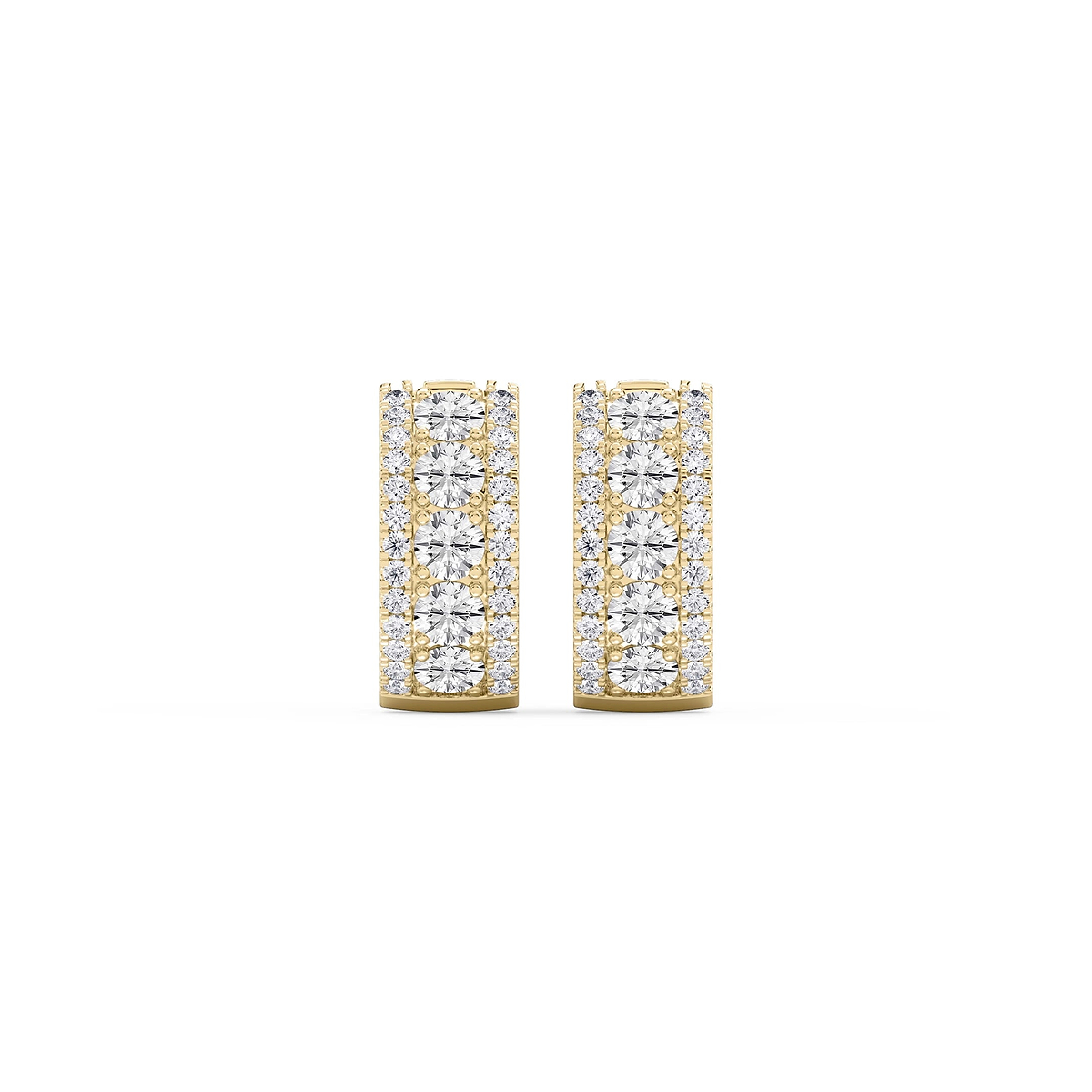 3 ctw Round Lab Grown Diamond Three Row Hoop Earrings