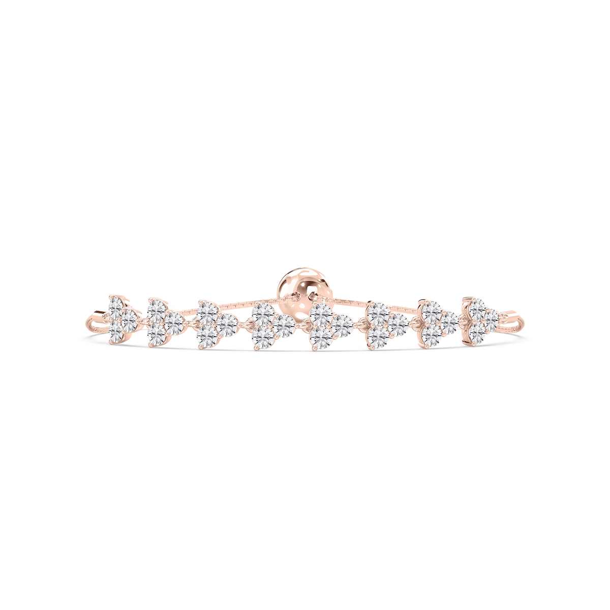 3 ctw Round Lab Grown Diamond Three Stone Clusters Adjustable Bolo Bracelet – 7 inches