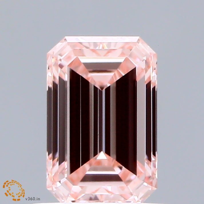 0.94 Carat Emerald Shaped, Ideal Cut, FANCY INTENSE PINK Color, VVS2 Clarity, IGI Certified Lab Grown Diamond