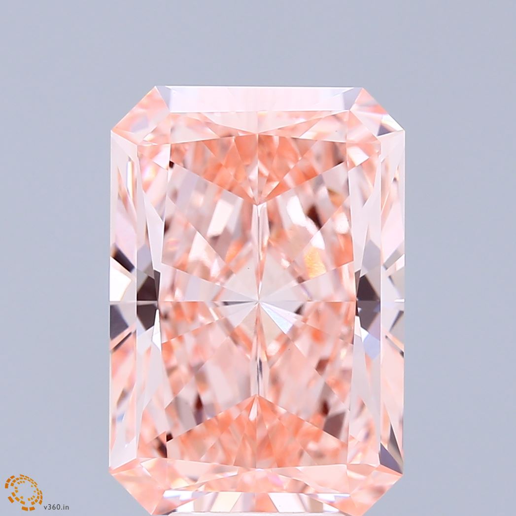 8.00 Carat Radiant Shaped, Ideal Cut, FANCY VIVID PINK Color, VVS2 Clarity, IGI Certified Lab Grown Diamond
