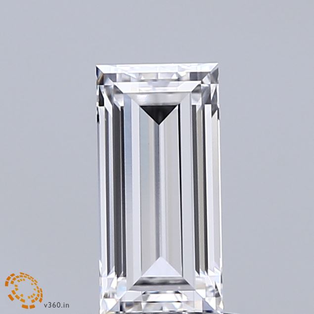 0.97 Carat Baguette Shaped, Very Good Cut, D Color, VVS2 Clarity, IGI Certified Lab Grown Diamond