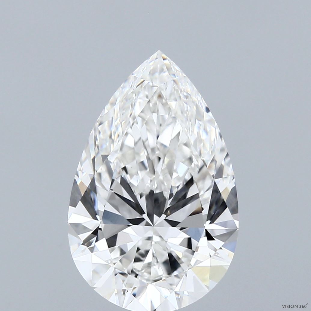 4.00 Carat Pear Shaped, Ideal Cut, F Color, VVS2 Clarity, IGI Certified Lab Grown Diamond