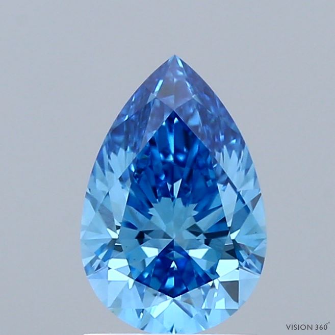1.05 Carat Pear Shaped, Ideal Cut, FANCY VIVID BLUE Color, VS1 Clarity, IGI Certified Lab Grown Diamond