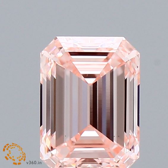 1.30 Carat Emerald Shaped, Excellent Cut, FANCY INTENSE PINK Color, VS1 Clarity, IGI Certified Lab Grown Diamond