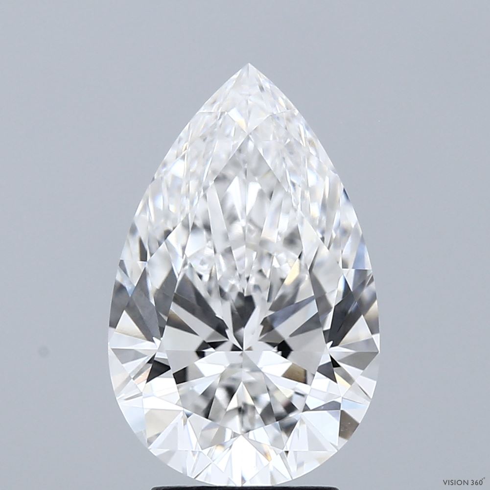 3.66 Carat Pear Shaped, Ideal Cut, E Color, VVS2 Clarity, IGI Certified Lab Grown Diamond