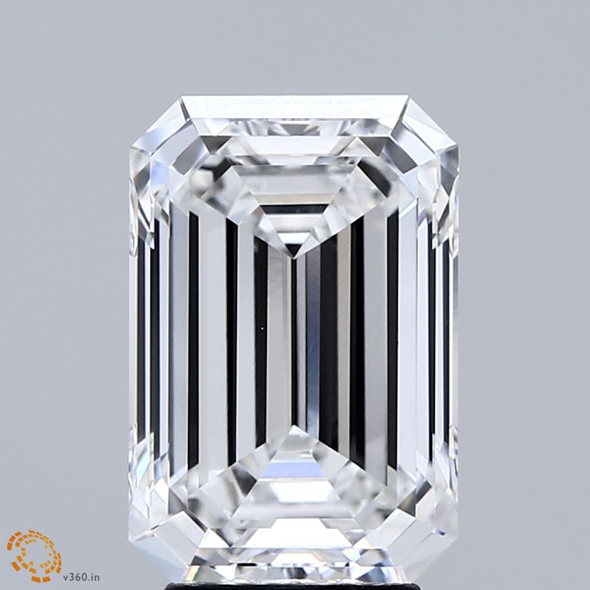 4.08 Carat Emerald Shaped, Ideal Cut, D Color, VVS2 Clarity, IGI Certified Lab Grown Diamond