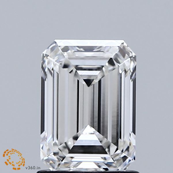 1.42 Carat Emerald Shaped, Ideal Cut, F Color, VVS2 Clarity, IGI Certified Lab Grown Diamond