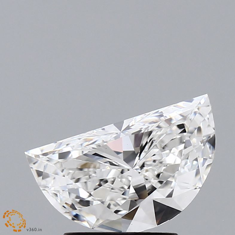 1.59 Carat Half Moon Shaped, Very Good Cut, E Color, VS1 Clarity, IGI Certified Lab Grown Diamond