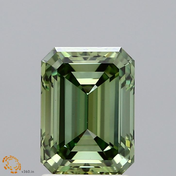 2.02 Carat Emerald Shaped, Ideal Cut, FANCY VIVID GREEN Color, VS1 Clarity, IGI Certified Lab Grown Diamond