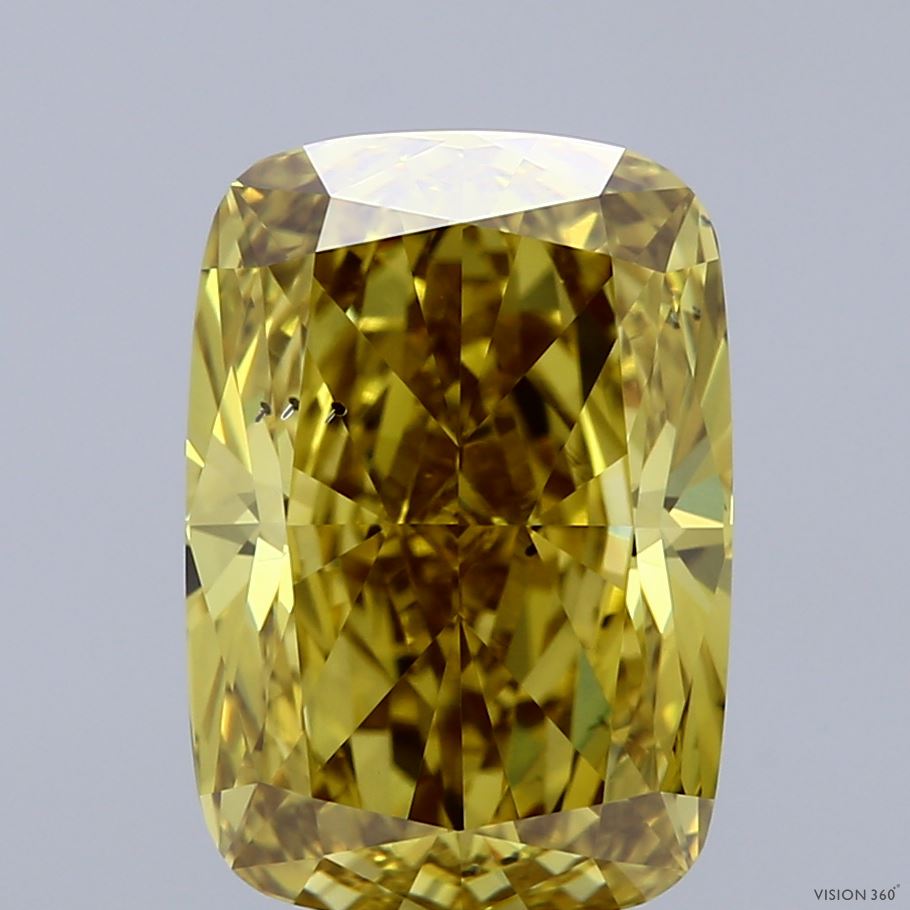 5.06 Carat Cushion Shaped, Ideal Cut, FANCY VIVID YELLOW Color, VS2 Clarity, IGI Certified Lab Grown Diamond
