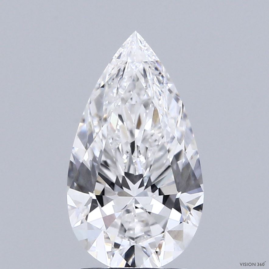 2.06 Carat Pear Shaped, Ideal Cut, D Color, VVS2 Clarity, IGI Certified Lab Grown Diamond