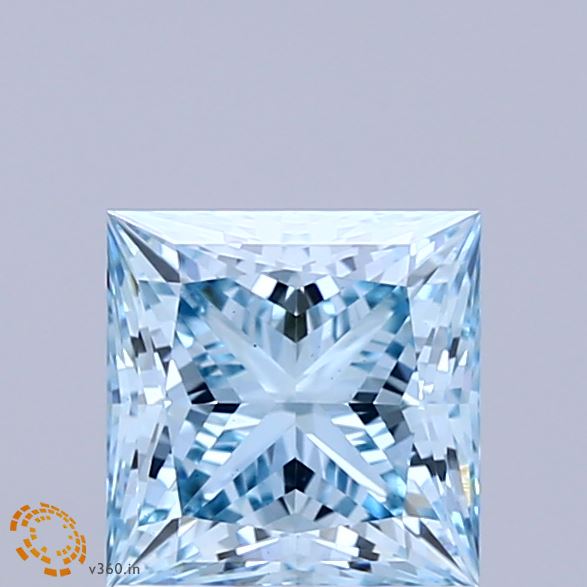 1.45 Carat Princess Shaped, Ideal Cut, FANCY VIVID BLUE Color, VS1 Clarity, IGI Certified Lab Grown Diamond