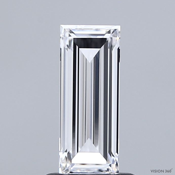 0.91 Carat Baguette Shaped, Very Good Cut, D Color, VVS2 Clarity, IGI Certified Lab Grown Diamond