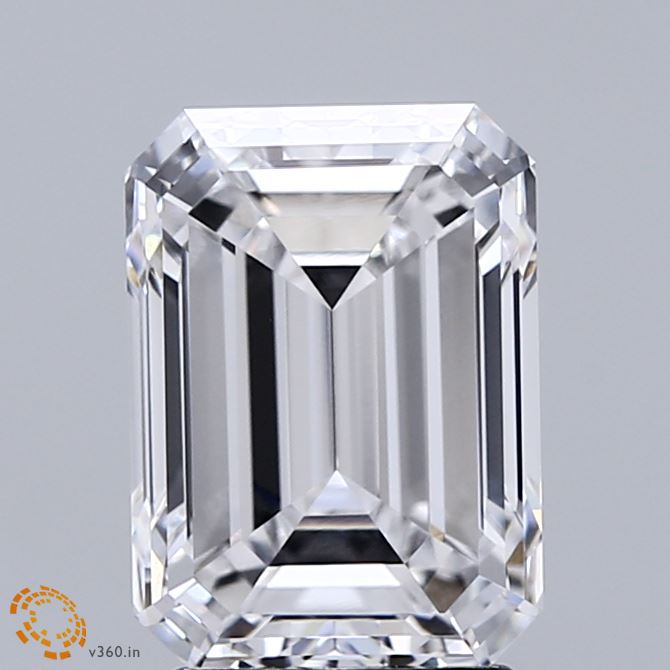 3.00 Carat Emerald Shaped, Ideal Cut, D Color, VVS1 Clarity, IGI Certified Lab Grown Diamond