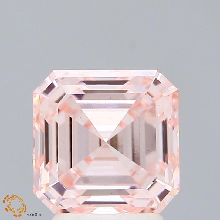 3.12 Carat Asscher Shaped, Excellent Cut, FANCY INTENSE PINK Color, VS1 Clarity, IGI Certified Lab Grown Diamond