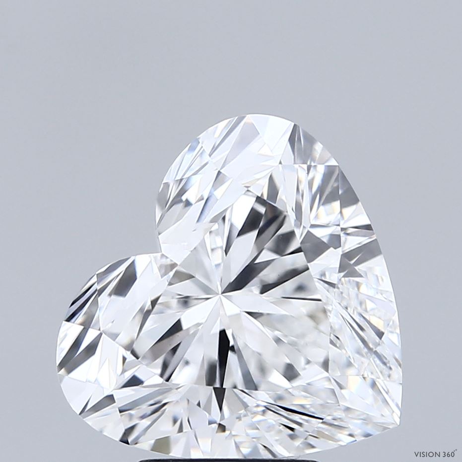 4.51 Carat Heart Shaped, Ideal Cut, D Color, VVS2 Clarity, IGI Certified Lab Grown Diamond