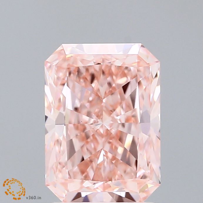 2.15 Carat Radiant Shaped, Ideal Cut, FANCY INTENSE PINK Color, VS1 Clarity, IGI Certified Lab Grown Diamond