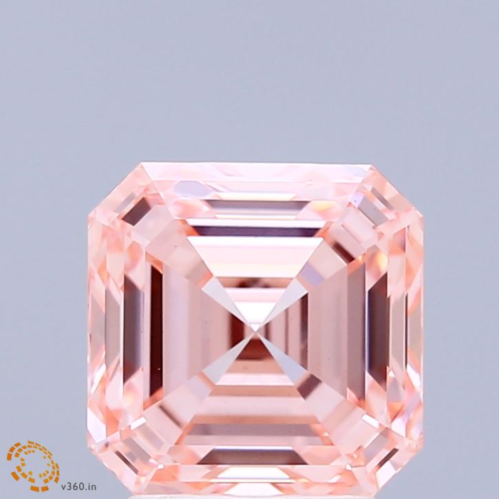 3.21 Carat Asscher Shaped, Ideal Cut, FANCY VIVID PINK Color, VS1 Clarity, IGI Certified Lab Grown Diamond