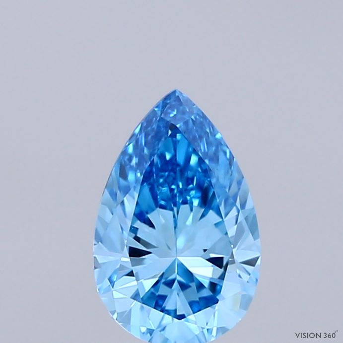 0.89 Carat Pear Shaped, Excellent Cut, FANCY VIVID BLUE Color, VVS2 Clarity, IGI Certified Lab Grown Diamond