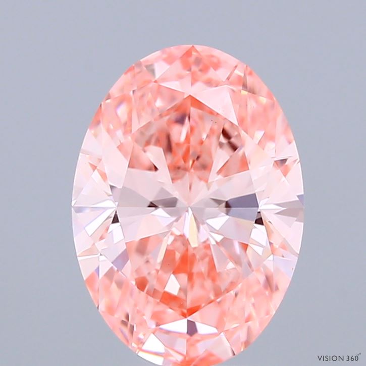 2.01 Carat Oval Shaped, Ideal Cut, FANCY VIVID PINK Color, VS1 Clarity, IGI Certified Lab Grown Diamond
