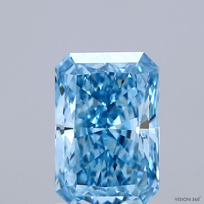 1.28 Carat Radiant Shaped, Ideal Cut, FANCY VIVID BLUE Color, VS1 Clarity, IGI Certified Lab Grown Diamond