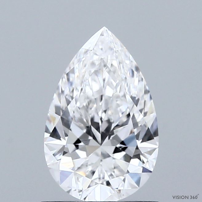 1.08 Carat Pear Shaped, Ideal Cut, D Color, VVS1 Clarity, IGI Certified Lab Grown Diamond