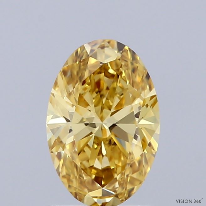 1.09 Carat Oval Shaped, Ideal Cut, FANCY INTENSE YELLOW Color, VS1 Clarity, IGI Certified Lab Grown Diamond