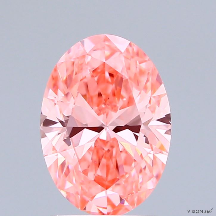 1.59 Carat Oval Shaped, Ideal Cut, FANCY VIVID PINK Color, VS1 Clarity, IGI Certified Lab Grown Diamond