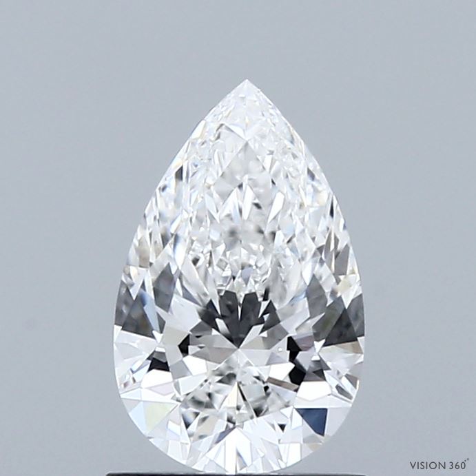 1.07 Carat Pear Shaped, Ideal Cut, D Color, VVS2 Clarity, IGI Certified Lab Grown Diamond