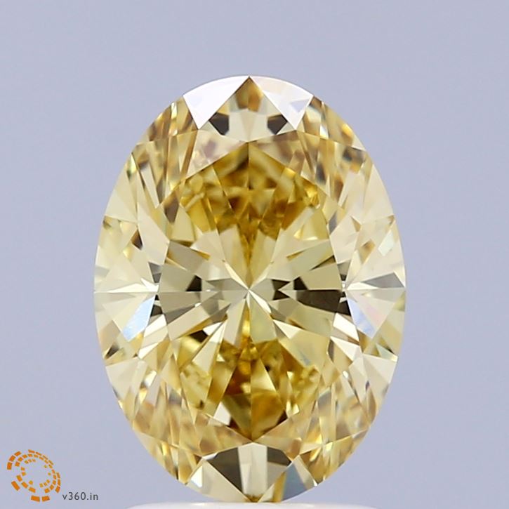 2.09 Carat Oval Shaped, Ideal Cut, FANCY INTENSE YELLOW Color, VVS2 Clarity, IGI Certified Lab Grown Diamond
