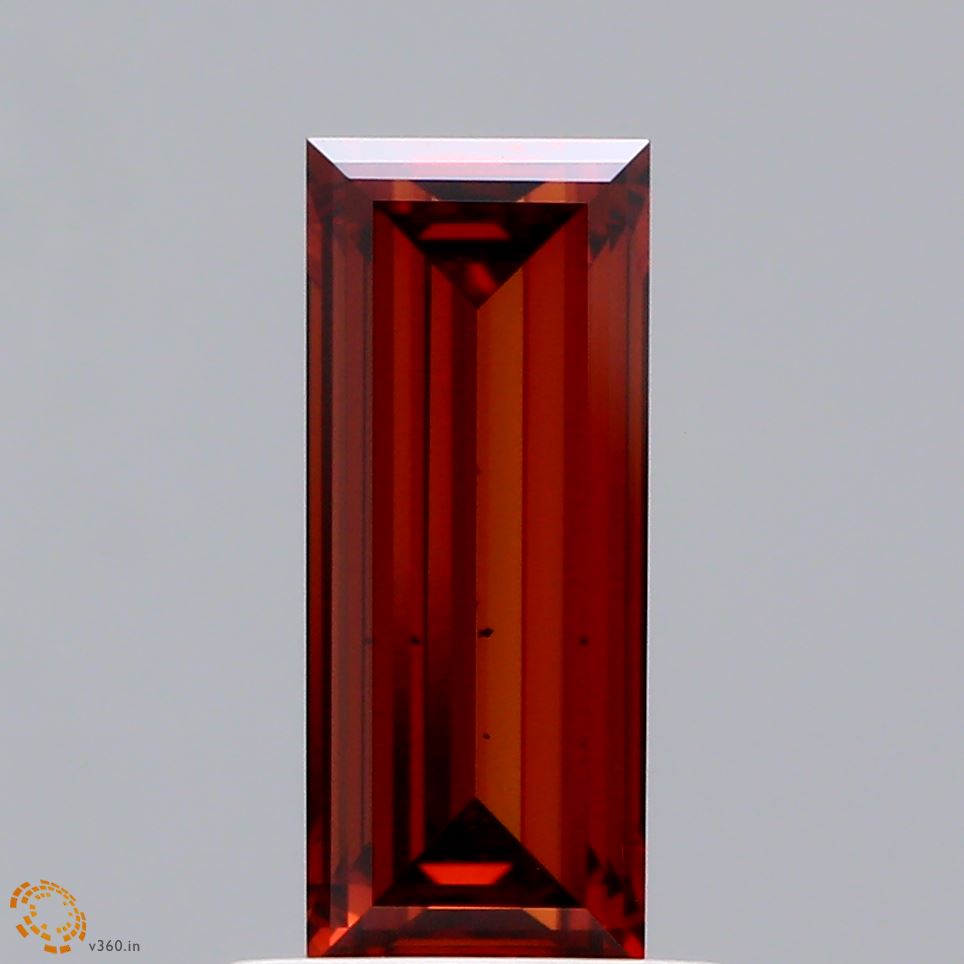 1.09 Carat Baguette Shaped, Very Good Cut, FANCY DEEP ORANGE Color, VS2 Clarity, IGI Certified Lab Grown Diamond