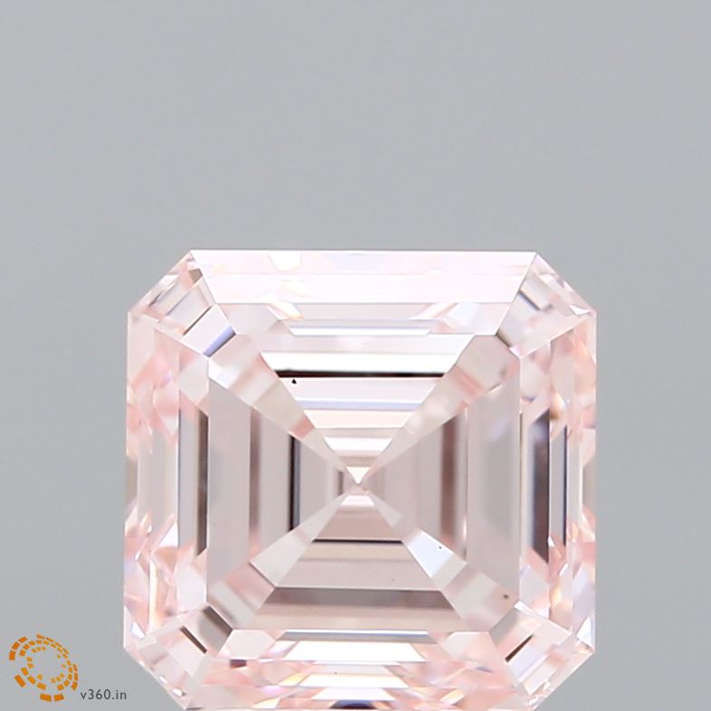 3.18 Carat Asscher Shaped, Ideal Cut, FANCY PINK Color, VS1 Clarity, IGI Certified Lab Grown Diamond