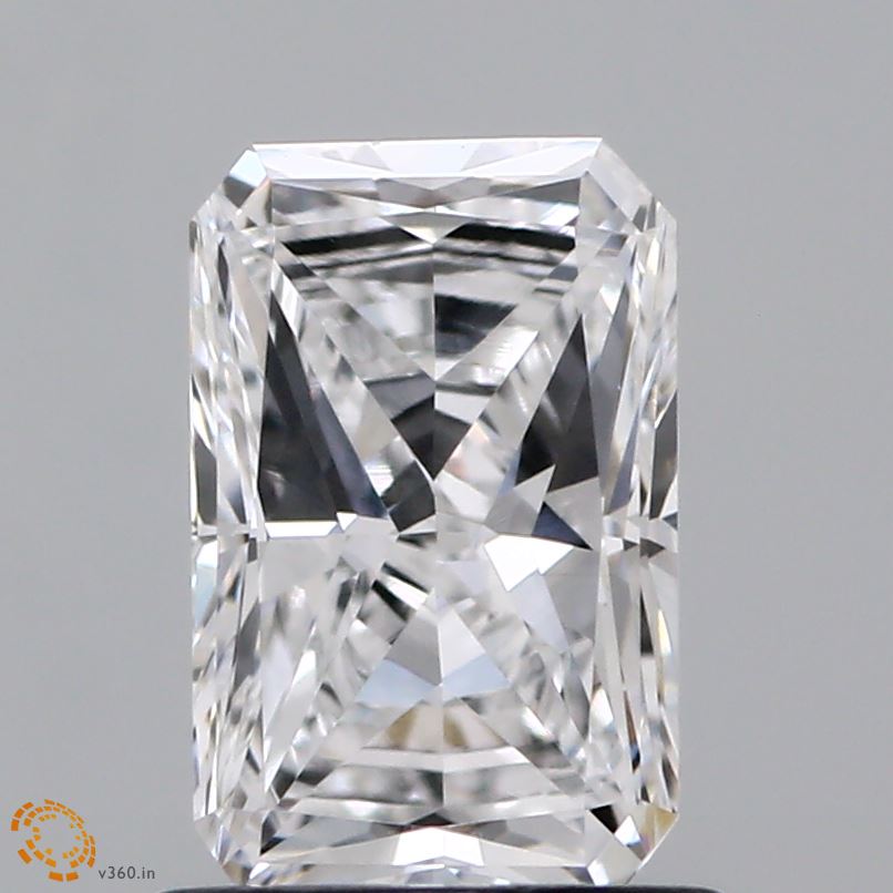 0.98 Carat Radiant Shaped, Excellent Cut, D Color, VVS2 Clarity, IGI Certified Lab Grown Diamond