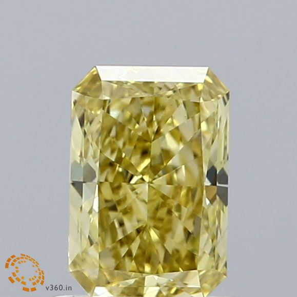 1.00 Carat Radiant Shaped, Ideal Cut, FANCY INTENSE YELLOW Color, VS2 Clarity, IGI Certified Lab Grown Diamond