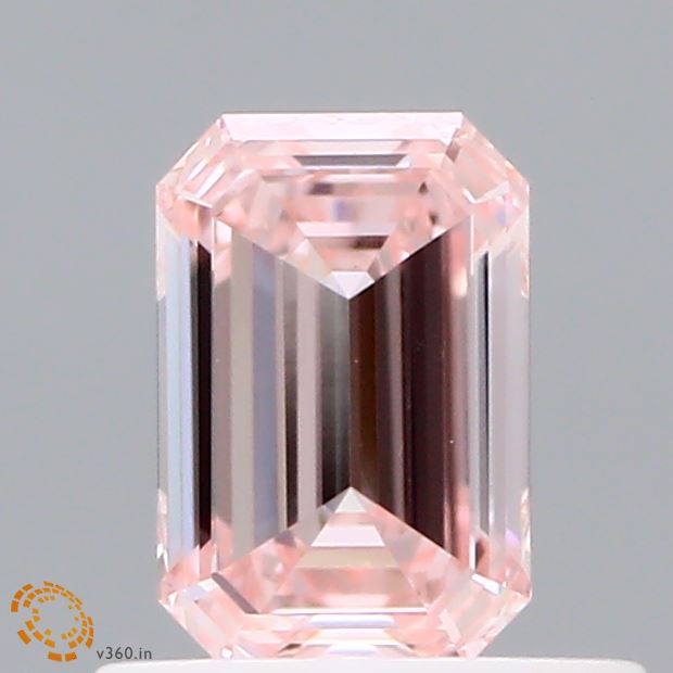0.60 Carat Emerald Shaped, Excellent Cut, FANCY INTENSE PINK Color, VVS2 Clarity, IGI Certified Lab Grown Diamond